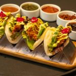 gourmet bao buns with assorted sauces
